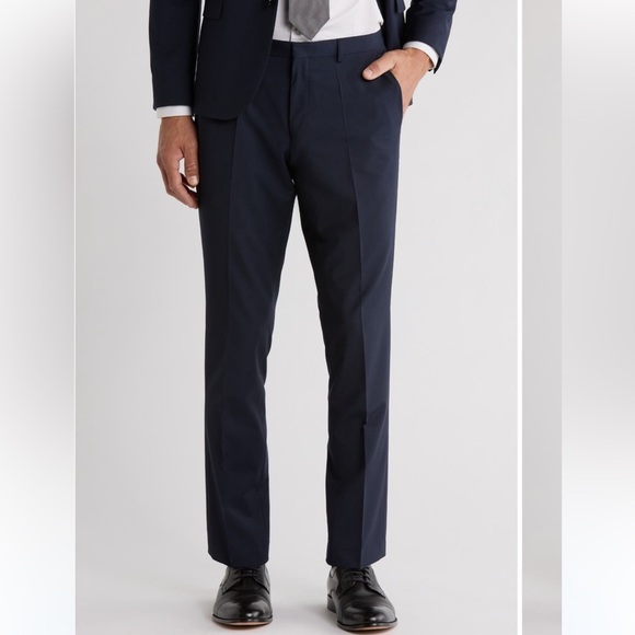 HUGO BOSS Virgin Wool Blend Dress Pants Dark Navy Blue 38R excellent condition - Picture 1 of 5